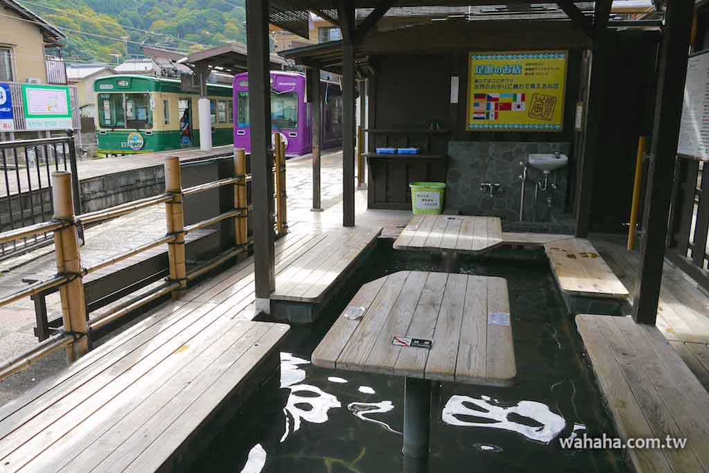 怒濤更新之路面電車(46)：車站裡的足湯，京都嵐電嵐山駅